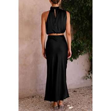 PRETTYGARDEN Women's Satin 2 Piece Summer Outfits