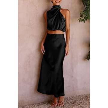 PRETTYGARDEN Women's Satin 2 Piece Summer Outfits