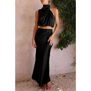 PRETTYGARDEN Women's Satin 2 Piece Summer Outfits