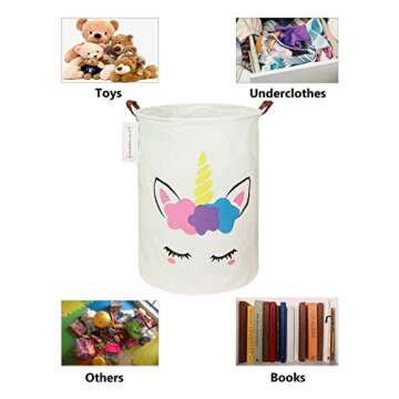 QUEENLALA Large Storage Basket,Laundry Hamper/Bathroom/Home Decor/Collapsible Round Storage Bin,Boys...