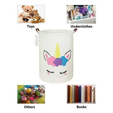 QUEENLALA Large Storage Basket,Laundry Hamper/Bathroom/Home Decor/Collapsible Round Storage Bin,Boys...