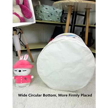 QUEENLALA Large Storage Basket,Laundry Hamper/Bathroom/Home Decor/Collapsible Round Storage Bin,Boys and Girls Hamper/Boxes/Clothing(Golden Unicorn)