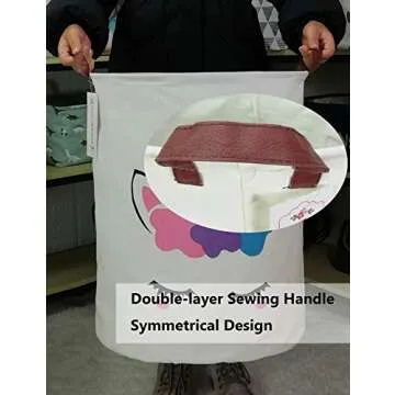 QUEENLALA Large Storage Basket,Laundry Hamper/Bathroom/Home Decor/Collapsible Round Storage Bin,Boys and Girls Hamper/Boxes/Clothing(Golden Unicorn)