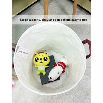 QUEENLALA Large Storage Basket,Laundry Hamper/Bathroom/Home Decor/Collapsible Round Storage Bin,Boys and Girls Hamper/Boxes/Clothing(Golden Unicorn)