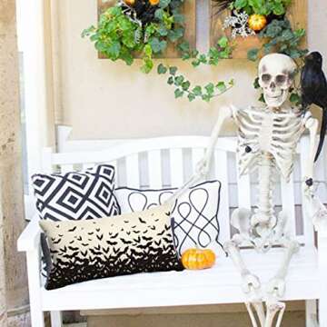 JXZYGMD Halloween Pillow Cover 12x20 inch Bats Halloween Lumbar Pillow Covers Decorations Outdoor Halloween Pillows Decorative for Halloween Home Decor for Sofa