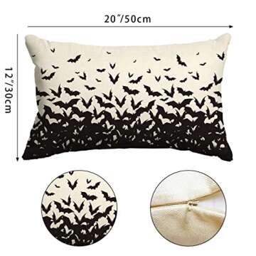 JXZYGMD Halloween Pillow Cover 12x20 inch Bats Halloween Lumbar Pillow Covers Decorations Outdoor Halloween Pillows Decorative for Halloween Home Decor for Sofa
