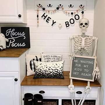 JXZYGMD Halloween Pillow Cover 12x20 inch Bats Halloween Lumbar Pillow Covers Decorations Outdoor Halloween Pillows Decorative for Halloween Home Decor for Sofa