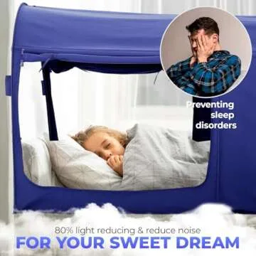 Alvantor Bed Canopy Bed Tents Dream Tents Privacy Space Twin Size Sleeping Tents Indoor Pop Up Portable Frame Curtains Breathable Grey Cottage (Mattress Not Included) Reducing Light