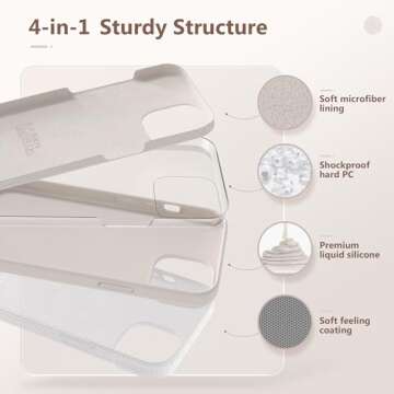 GONEZ Magnetic for iPhone 14 Case, Compatible with Magsafe, with Screen Protector + Camera Protector, Anti-Scratch Microfiber Lining, Liquid Silicone Shockproof Protective Phone Case, Stone