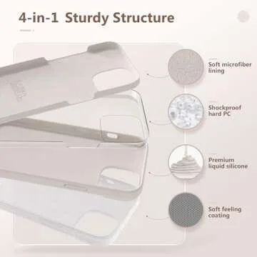 GONEZ Magnetic for iPhone 14 Case, Compatible with Magsafe, with Screen Protector + Camera Protector, Anti-Scratch Microfiber Lining, Liquid Silicone Shockproof Protective Phone Case, Stone