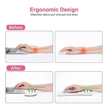 MOSISO Wrist Rest Support for Mouse Pad & Keyboard Set, Ergonomic Mousepad Non-Slip Base Home/Office Pain Relief & Easy Typing Cushion with Neoprene Cloth & Raised Memory Foam, White