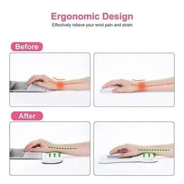 MOSISO Wrist Rest Support for Mouse Pad & Keyboard Set, Ergonomic Mousepad Non-Slip Base Home/Office Pain Relief & Easy Typing Cushion with Neoprene Cloth & Raised Memory Foam, White