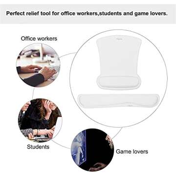 MOSISO Wrist Rest Support for Mouse Pad & Keyboard Set, Ergonomic Mousepad Non-Slip Base Home/Office Pain Relief & Easy Typing Cushion with Neoprene Cloth & Raised Memory Foam, White