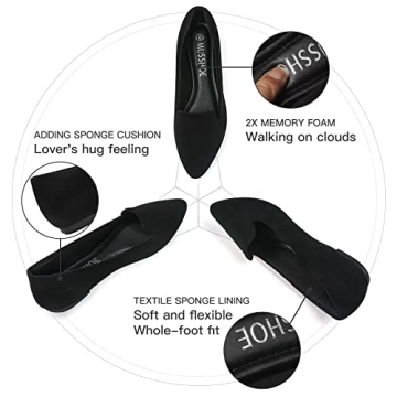 MUSSHOE Memory Foam Ballet Flats for Women - Comfy & Stylish