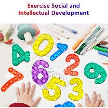 10pcs Push Pop Bubble Fidget Toy Set, Number 0-9 Shape Fidget Sensory Toys, Push Pop Bubble Fidget Toys to Relieve Stress & Anxiety, Autism Special Needs Stress Reliever for Kids & Adults (Multicolor)