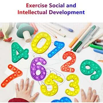 10pcs Push Pop Bubble Fidget Toy Set, Number 0-9 Shape Fidget Sensory Toys, Push Pop Bubble Fidget Toys to Relieve Stress & Anxiety, Autism Special Needs Stress Reliever for Kids & Adults (Multicolor)