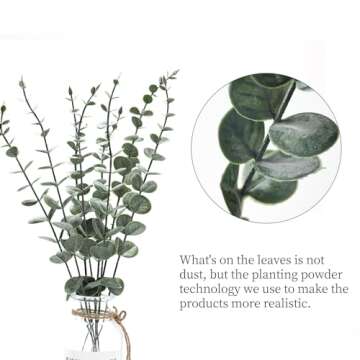 ScarFio 40Pcs Eucalyptus Stems, Artificial Eucalyptus Leaves Stems,Faux Greenery Branches, Real Grey...