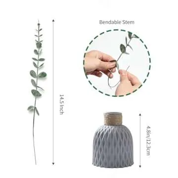 ScarFio 40Pcs Eucalyptus Stems, Artificial Eucalyptus Leaves Stems,Faux Greenery Branches, Real Grey Green Touch Leaf Branches for Home Office Flowers Bouquet Centerpiece Wedding Decoration