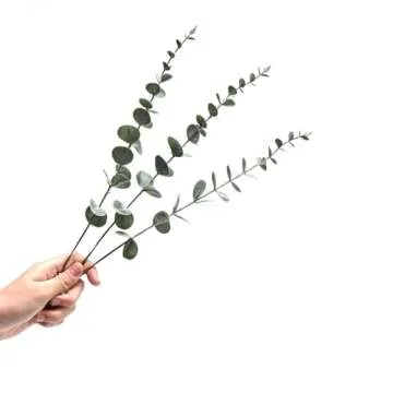 ScarFio 40Pcs Eucalyptus Stems, Artificial Eucalyptus Leaves Stems,Faux Greenery Branches, Real Grey Green Touch Leaf Branches for Home Office Flowers Bouquet Centerpiece Wedding Decoration
