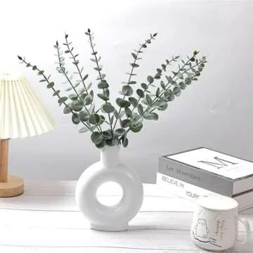 ScarFio 40Pcs Eucalyptus Stems, Artificial Eucalyptus Leaves Stems,Faux Greenery Branches, Real Grey Green Touch Leaf Branches for Home Office Flowers Bouquet Centerpiece Wedding Decoration