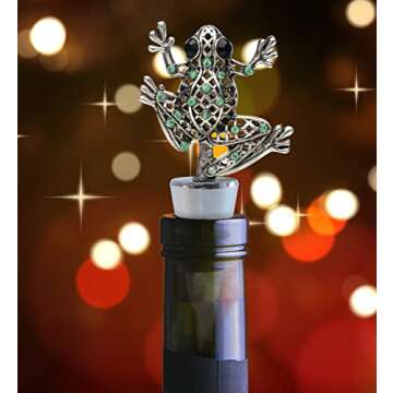 Cheers Frog Metal Wine Stopper - Elegant Vacuum Seal Reusable Toad Animal Wild Life Wine Bottle Stopper, Airtight Leak Proof Bottle Topper Cork Plug, Cute Home Decor & Bar Tool Accessory Unique Gift