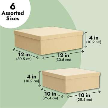Bright Creations 6-Pack Decorative Nested Boxes with Lids, Assorted Sizes, Square Nesting Gift Box, Large to Small, Thick Paper Board, Stackable Gift Boxes for Presents, Wedding, Birthday, DIY