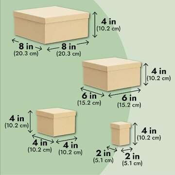 Bright Creations 6-Pack Decorative Nested Boxes with Lids, Assorted Sizes, Square Nesting Gift Box, Large to Small, Thick Paper Board, Stackable Gift Boxes for Presents, Wedding, Birthday, DIY