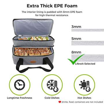Lifewit Double Decker Casserole Carrier Lasagna Lugger for Potluck Parties/Picnic/Beach, Thermal Lun...