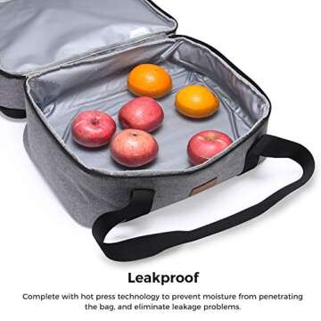 Lifewit Double Decker Casserole Carrier Lasagna Lugger for Potluck Parties/Picnic/Beach, Thermal Lunch Bag to Keep Food Hot/Cold, 14.8 X 10.8 X 8.3 Inch Grey