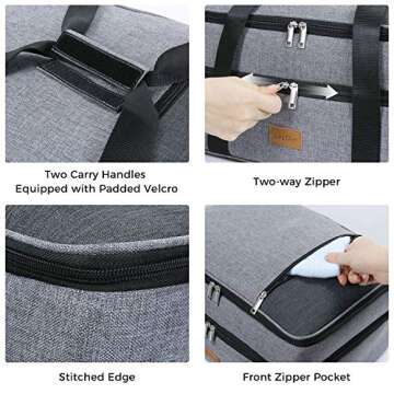 Lifewit Double Decker Casserole Carrier Lasagna Lugger for Potluck Parties/Picnic/Beach, Thermal Lunch Bag to Keep Food Hot/Cold, 14.8 X 10.8 X 8.3 Inch Grey