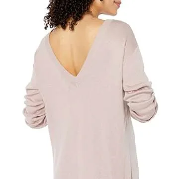 The Drop Women's Suki Rib Midi V-Back Dress in Hushed Pink