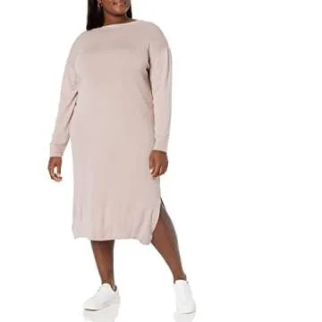 The Drop Women's Suki Rib Midi V-Back Dress in Hushed Pink