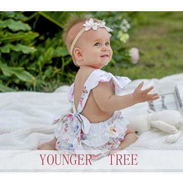 Baby Girls Vintage Floral Romper with Headband Set