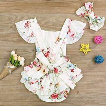 Baby Girls Vintage Floral Romper with Headband Set