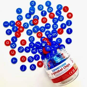 hand2mind Lowercase Alphabet Chips, Toddler Learning Letters for Spelling, Learn to Spell for Kids, Reading Tools for Kids, Science of Reading Manipulatives, Teaching Supplies Kindergarten