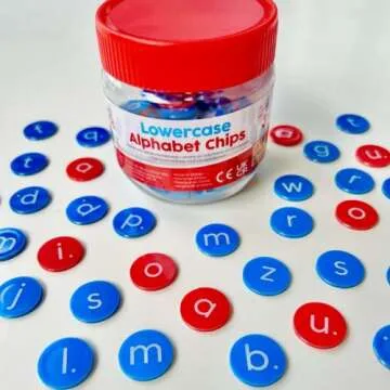 hand2mind Lowercase Alphabet Chips, Toddler Learning Letters for Spelling, Learn to Spell for Kids, Reading Tools for Kids, Science of Reading Manipulatives, Teaching Supplies Kindergarten