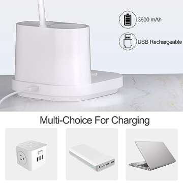 YOUKOYI LED Desk Lamps for Home Office, Rechargeable Battery Operated Desk Lamp with Touch Control, Stepless Dimming, 3 Color Modes, Pen Holder and Night Light- Gooseneck Desk light for Study, Reading