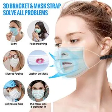 3D Face Mask Bracket,Ear Savers For Masks,Mask Extenders/Ear savers,Mask Guards For Under Mask,Mask Frame,Mask Inner Support,Comfortable Breathing Washable Reusable(3 Adult Size+3 Kids Size+6)