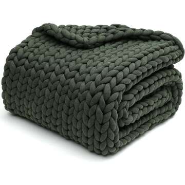 YnM Chunky Yarn Weighted Blanket - Forest Green 60x80