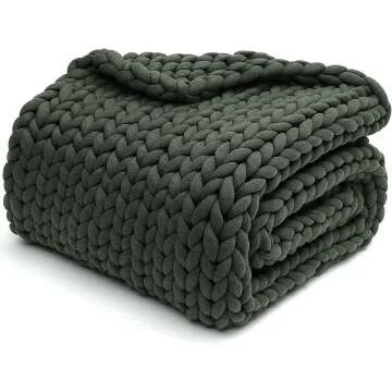 YnM Chunky Yarn Weighted Blanket - Forest Green 60x80