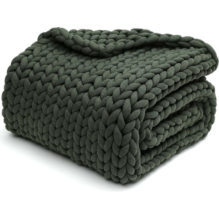 YnM Chunky Yarn Weighted Blanket - Forest Green 60x80