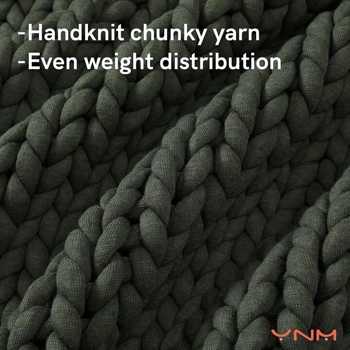 YnM Chunky Yarn Weighted Blanket - Forest Green 60x80