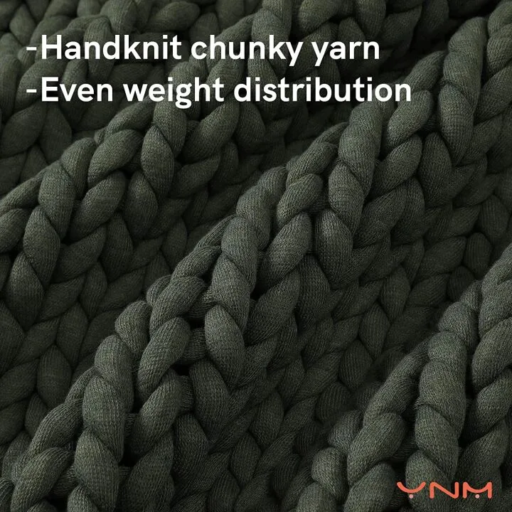YnM Chunky Yarn Weighted Blanket - Forest Green 60x80