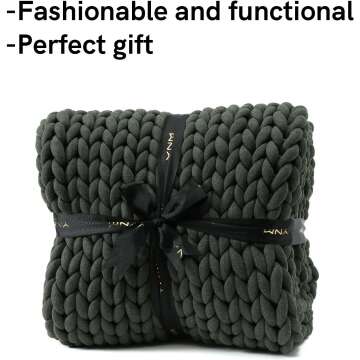 YnM Chunky Yarn Weighted Blanket - Forest Green 60x80