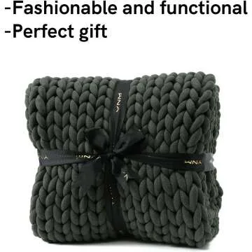 YnM Chunky Yarn Weighted Blanket - Forest Green 60x80