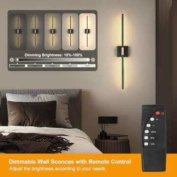 Morauroral Battery Operated Wall Sconces Set of 2, Dimmable Battery Wall Sconce with Remote Control,...