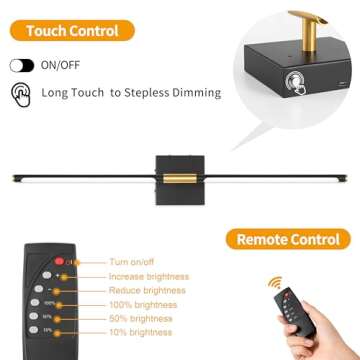Morauroral Battery Operated Wall Sconces Set of 2, Dimmable Battery Wall Sconce with Remote Control, Black Gold LED Rechargeable Sconces, 24 Inch Modern Wireless Wall Lights for Bedroom, Living Room
