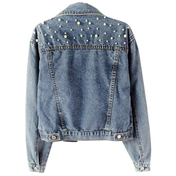 Kedera Women Oversized Denim Jacket with Pearl Accents