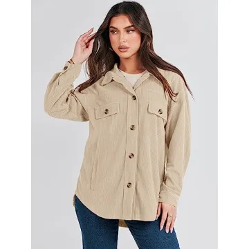 Buy ANRABESS Women’s Corduroy Shacket - Chic & Cozy