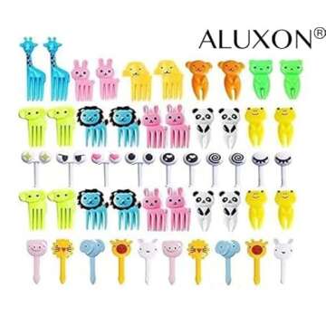 Yangcan0507 50 Pcs Food Fruit Fork Picks for Kids Cute Animals Bento Box Decor ForksCake Little Forks Dessert Forks Mini Cartoon Toothpick for Cake Dessert Pastry Party Supply
